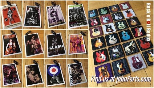 Rock’n’Roll Redux signed prints - Iconic guitar coasters - t-shirts and coffee mugs&