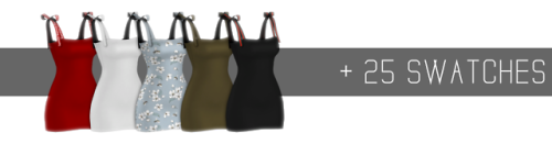 simpliciaty-cc:CAROL DRESSCute bodycon dress with bow detail on the shoulders30 swatches;Full Body C