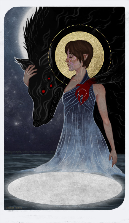 eleonorpiteira: XVIII. The Moon Reversed - Senna Lavellan (Romance Card) Commissioned by the super n