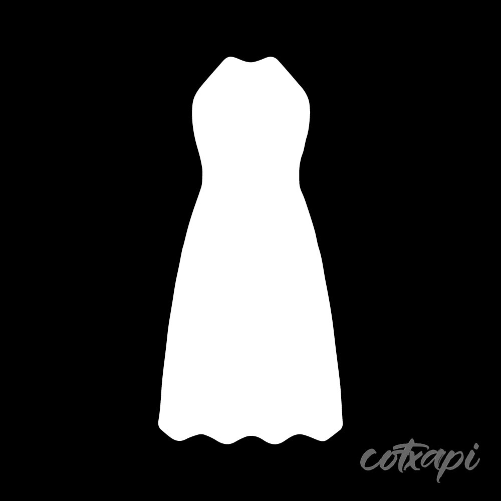 Girl Woman Ladies Dress Design Fashion Clothing Icon Set in Vector Dress Illustration Outline Art