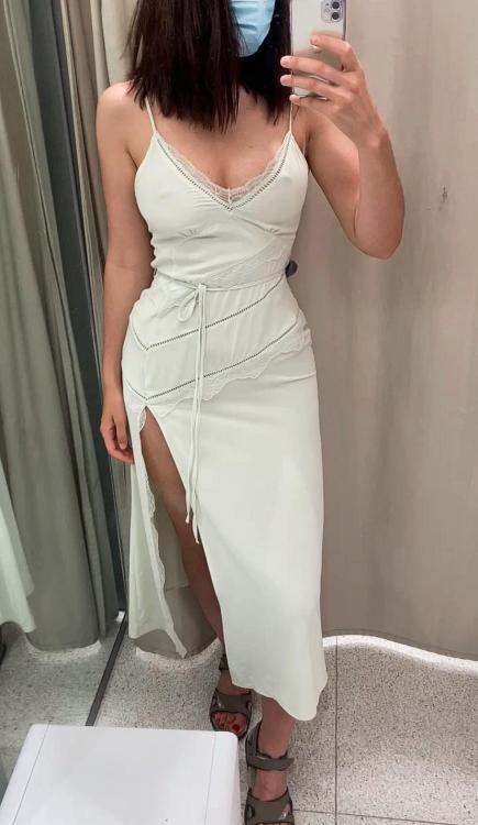 Please ignore the shoes! I was walking around and saw this dress and couldn’t help trying it on! Opinions? What shoes would you chose for it?