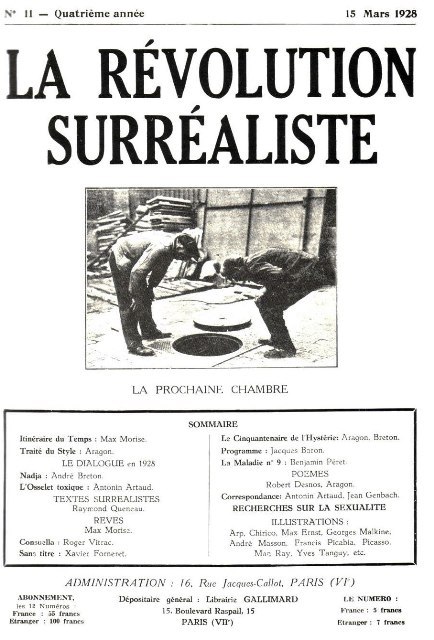Covers of La Révolution Surréaliste No. 9 &amp; 10 (single issue, 1927) and