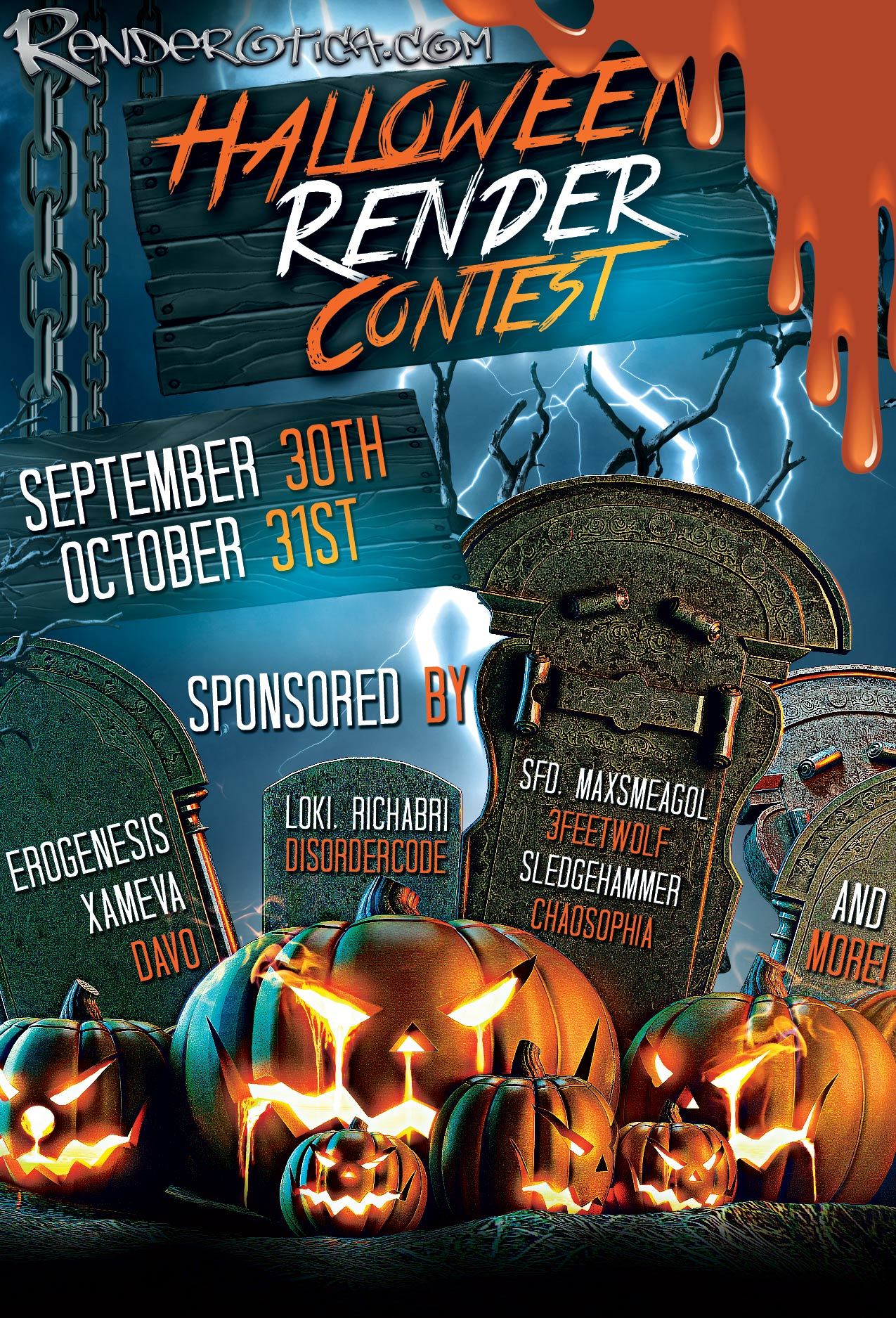 Renderotica’s 2016 Halloween Render Contest!9-30-16 till 10-31-16  full details