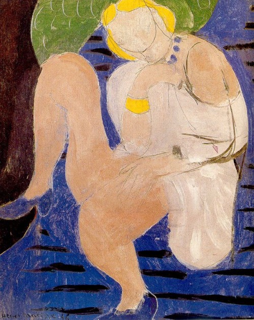 terminusantequem:Henri Matisse (French, 1869-1954) - Nude on a Blue Background (1936) - oil on canva