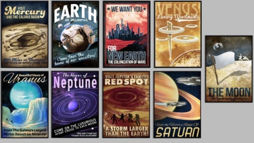 viewsfromspaceandbeyond:Retro Futuristic Planet Series Posters [1500x900] Visit spaceviewsand
