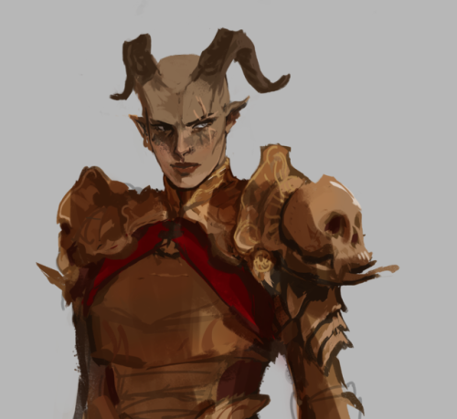 sabrinasalazar-art:WIP! Rough Qunari sketch and random armor ideas. 