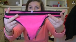 Vs-Pink-Girls:  Cute Girl Showing Off Her Vs Pink Bra And Panties And Even Flashing