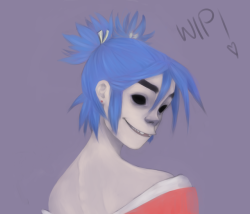awizird:  I’m really debating just quitting this one…Still tweaking it so anatomy isn’t 100% and stuff is still wrong.…But still 2D with ponytails :&gt;