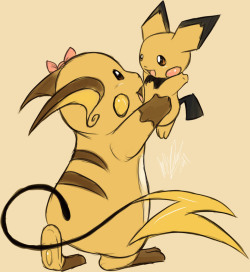 littlewildfyre:  alternative-pokemon-art:  Artist Pichu and Raichu by request.  That’s it… I’m done for tonight :3 My heart has exploded