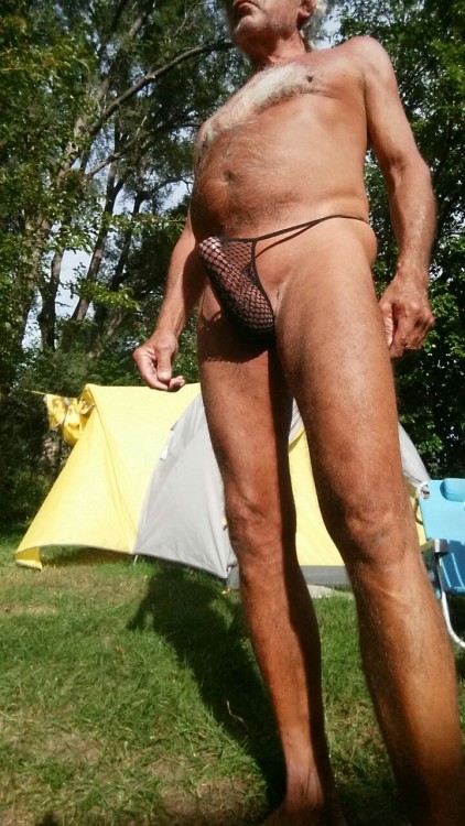 my beach attirewhen in public you must wear something so be it I doone day I met a lovely woman got laid soon afterthis is my back yard I’m naked almost all day