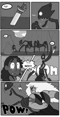 jankybones:  Heyyyyyy all, here’s a sweet comic commission I did for @mastermeg !Jasper saving Connie. This was very time consuming, but rewarding to draw!