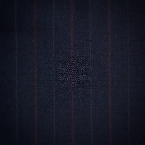 Navy Blue with Red & White Stripe Super 110’s Italian Suiting £19 PER METRE #yorkshirefabr