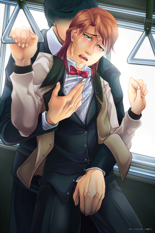 skittydraws:  Ichijou chikan is finished! I’ve been talking a lot with Kip about younger Ichijou (let’s say about 18) getting harassed. A lot. A lot. So she inspired me to draw him getting groped on the train because nothing good ever happens to