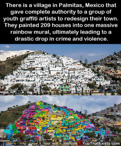 yup-that-exists:  There is a village in Mexico that gave complete control of it’s town design to a group of youth graffiti artists…