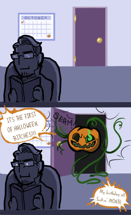 shamefulbirb:Gerald says happy halloween Spooptober. I missed the little pumpkin jerk. can you 