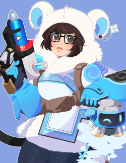 sugaryrainbow:  I like to think she has a hood &amp; it has bear ears on it. Possible Mei print since it’s print resolution idk yet IM NERVOUS ABOUT CON STUFF I also drew her gun wrong &amp; I’m sad about it. 