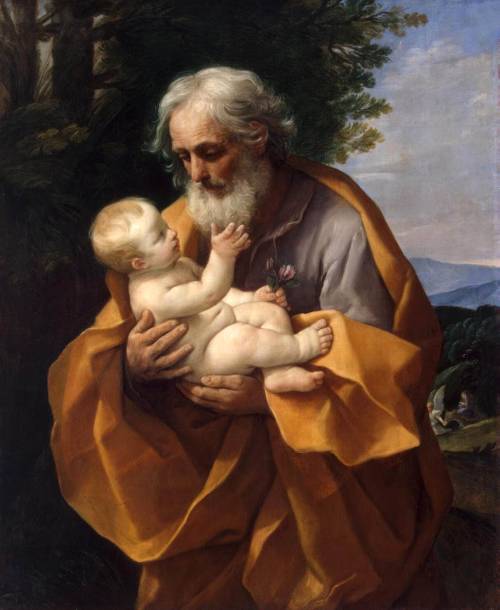 guido-reni: St Joseph with the Infant Jesus, 1620, Guido ReniMedium: oil,canvas