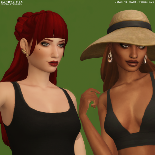 candysims4:JOANNE HAIR / 2 VERSIONSA cute hairstyle with two versions. One with and the other withou
