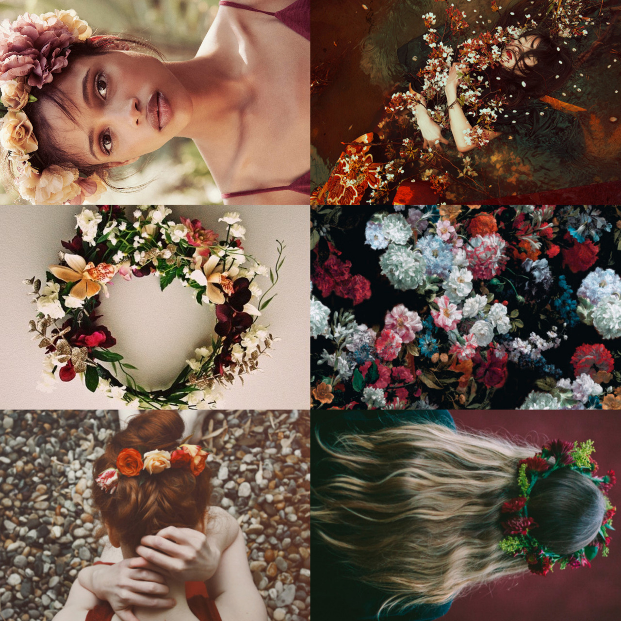 wingedwolves:  floral wreathed girls  