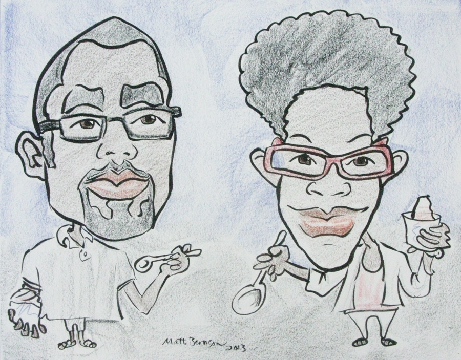 These are caricatures I did at Dairy Delight in Malden, MA.   02 Sept 2013