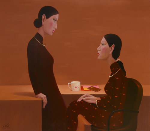 Nguyễn Khác Chính  -  Girls Office,  2017Vietnamese, b. 1984Oil on canvas