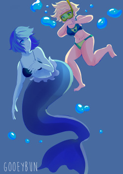 gooeybunart:  human peridot and mermaid lapis