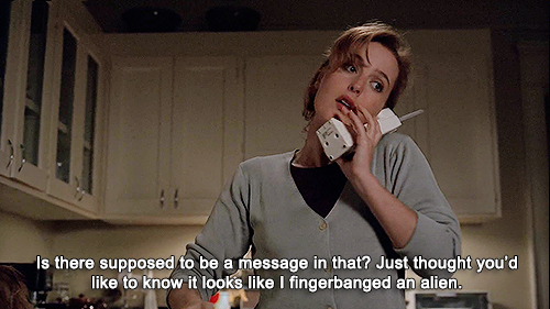 skulkyandmouldy:Scully: I painted my nails silver.Mulder: And what are the implications of that?Scul