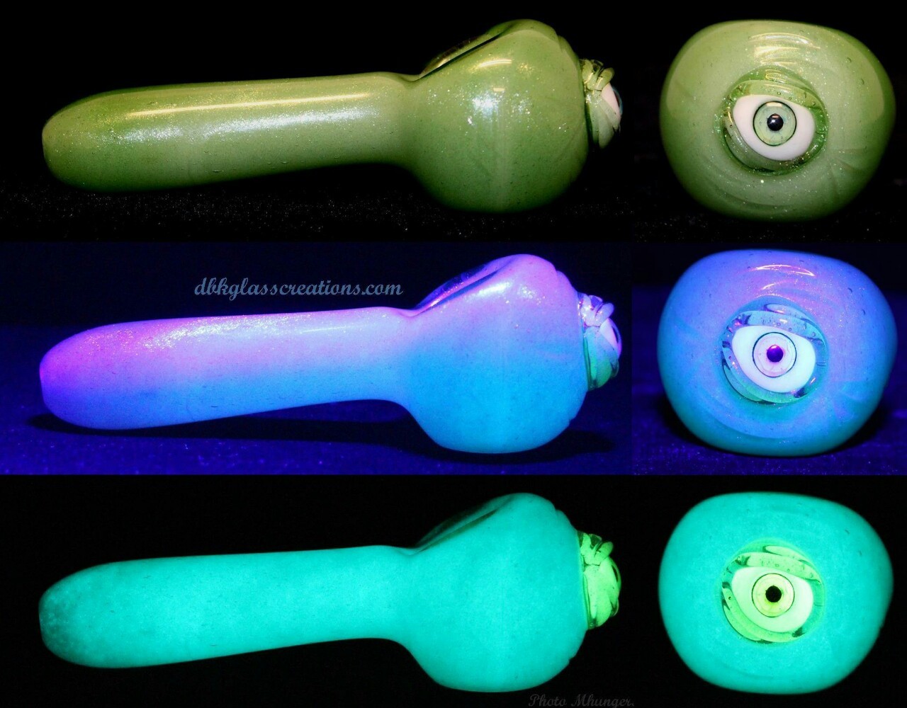 dbkglass:  Sparkly glow pipe shown here in regular light, black light and in the