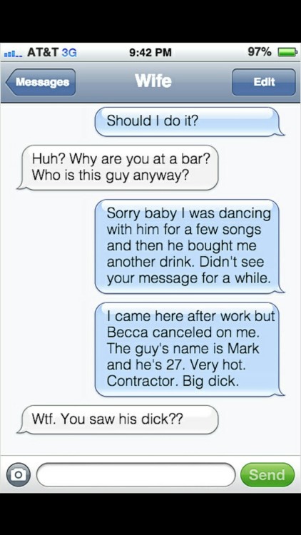 sluttytext: pussylvr1984: Found this little exchange online.  Just this once baby? Pretty please. Ha