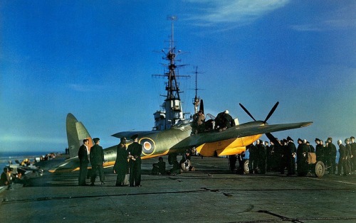 Prototype Sea-Hornet F. 20 On The Aircraft Carrier HMS Ocean, April 1945