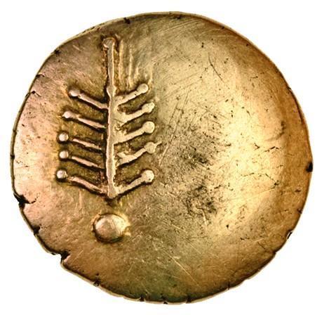 archaicwonder:Celtic Coin of the Dobunni King CorioThis is a ‘Tree Type’ gold stater of the Dobunni 