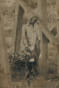 historynet:  Photo postcard taken at lynching of black man, unknown location, August 11, 1913. [503x756] 