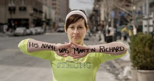 huffingtonpost:  Portraits Of Boston Marathon survivors see runners returning to the finish line to look back. See more of these inspiring photos here.  Photographer Robert X. Fogarty of Dear World, a message-on-skin photography project, prepared the port
