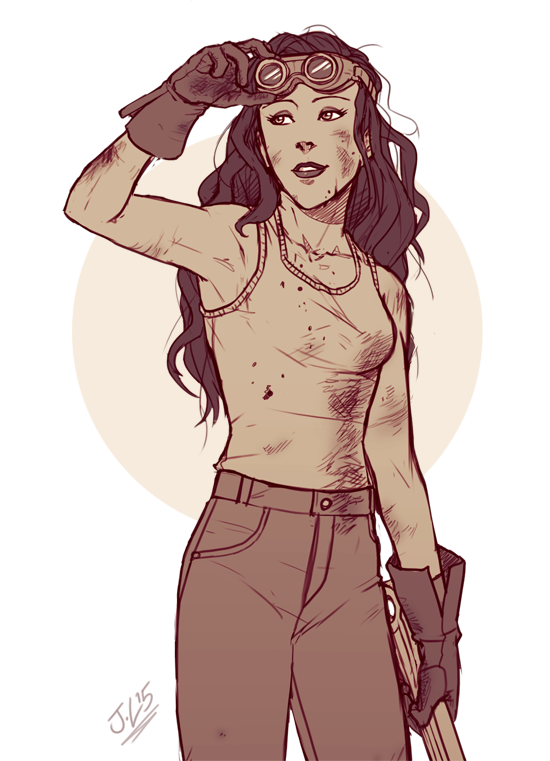 jayylart:  Closeup of a grease monkey Asami sketch commission for karatam. I find