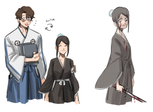 yaponsko2: Aizen &lt;=&gt; Hinamori role swap!! I wanted to draw Hinamori as a captain, but 