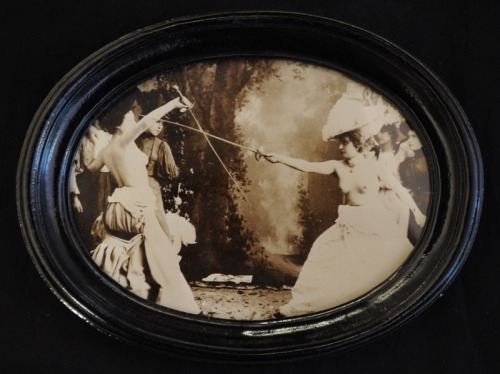 swiczeniuk: theoddmentemporium: Two half naked women fencing. Late 1890s. As you do.