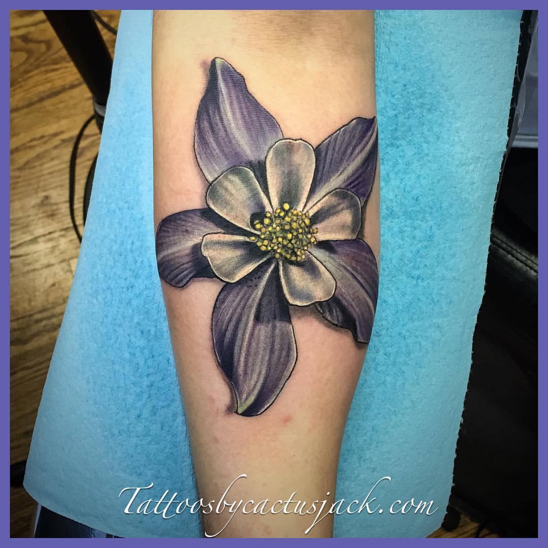 Columbine flower tattoo