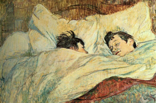 20aliens:  Le Baiser, 1892 & In Bed, c1892-95 (oil on cardboard)by Toulouse-Lautrec