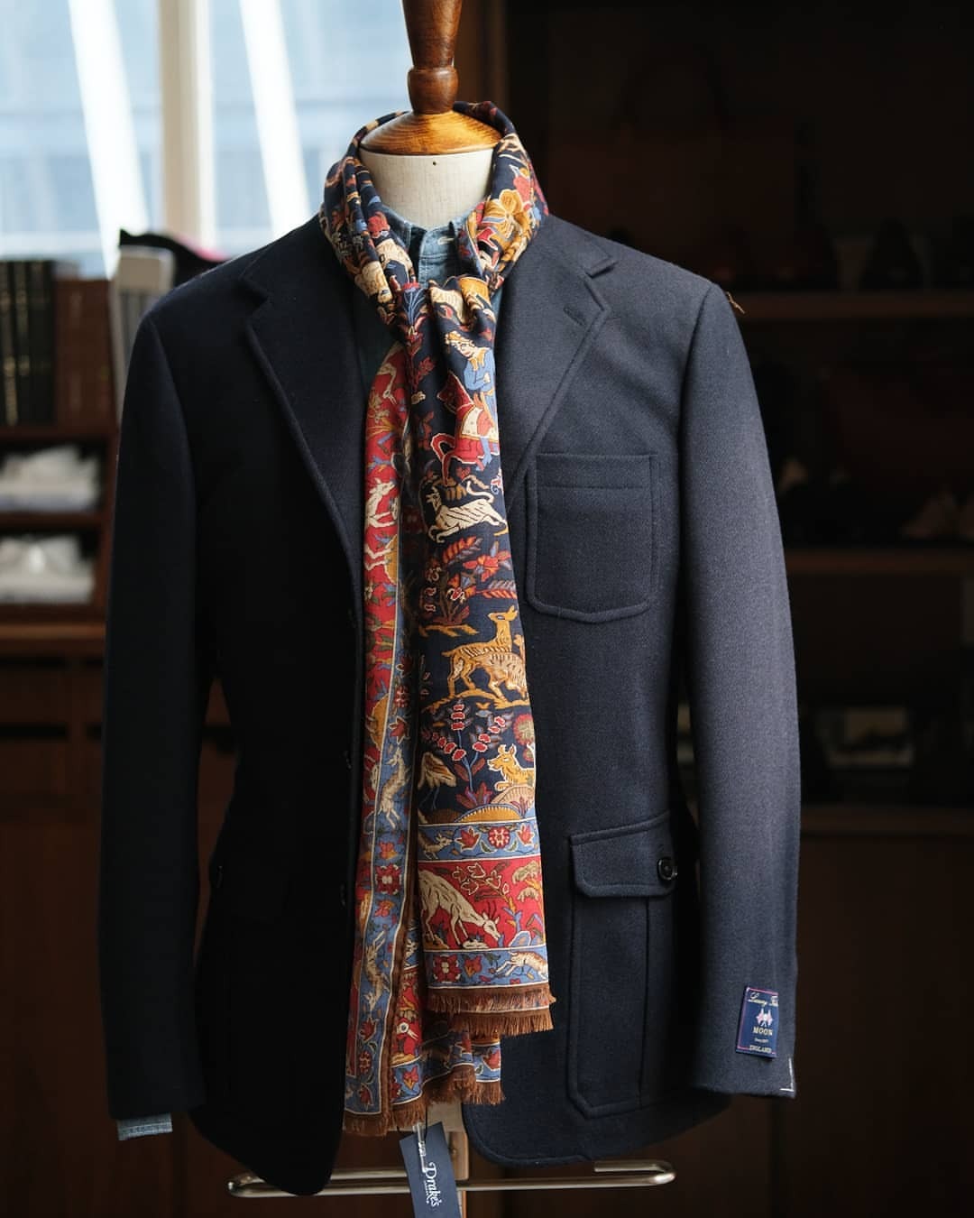 ANATOMICA by Drake's SCARF WOOL/NAVY - ストール