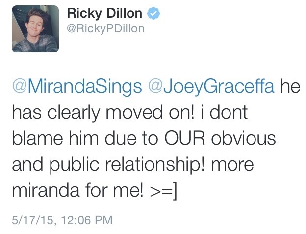 mickie310:  So Miranda moves on fast. joeygraceffa is now being replaced with Shane