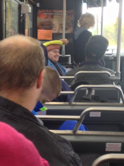 jonboowart:  jonboowart:  jonboowart:  jonboowart:  there’s an old man on my bus wearing a sparkly devil horn headband i don’t understand    now he’s wearing a hot dog hat this is not a drill  i’m putting on my dinosaur hat we can be hat friends