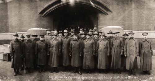 Officers at headquarters, Lawrence Armory, Lawrence, Massachusetts during mill strike in February 19