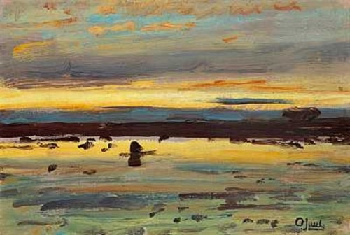 Costal from Lofoten, Norway at Sunset Time  -  Ole Juul  c.1890Norwegian, 1852–1927