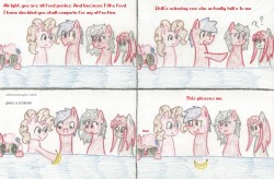 askchilimod:  nearlyentertainment:  thecherrysodaaskblog counts as a food pony right? Be nice thesweetadventuresofstrawberry! askchilimod is still winning, but askbananapie is trying to catch up with food bribes (which totally works).  Banana Pie that’s