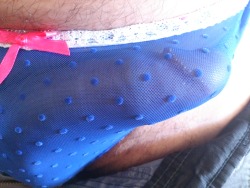 plikespanties:  lvglace:  play with my balls?  Yum! Love those panties. Lovely colours. Lovely cock 