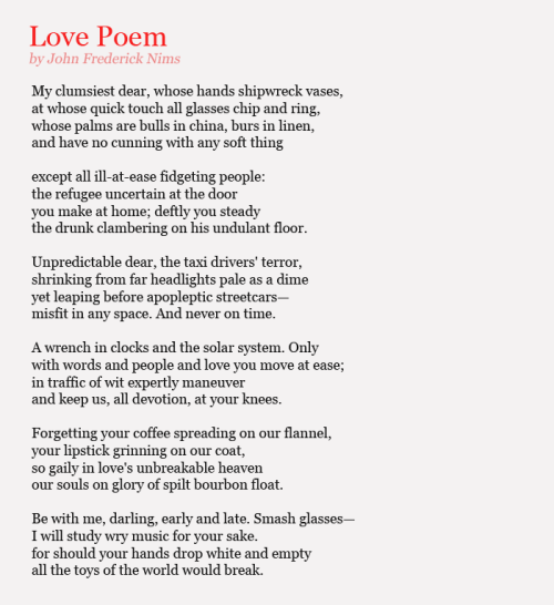 Love Poem Series: Love Poem by John Frederick Nims