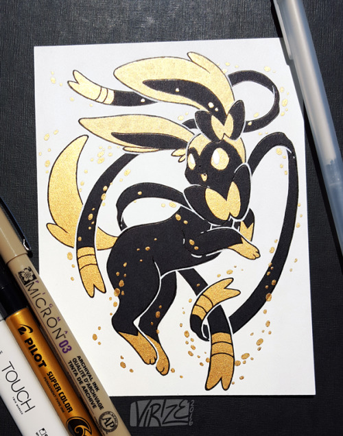 retrogamingblog2:Gilded Eeveelution Drawings made by Jennifer Hiew 