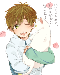 heichousface:  mayonara:  rivai—heichou:  ふりろぐ | わわこ   Quick translation: Young Makoto: “You’re really cute! Just like Haru-chan.” Older Makoto: “Look, Haru, he’s really cute, right?” 