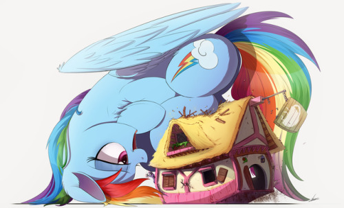 ncmares:  ‘Hey Twi! It worked.’ – Rainbow Dash, being the pal she is, decides to personally tell Twilight that her latest foray into the arcane sciences did not fail, it simply had a delayed reaction. I started drawing a house just ‘cuz and then