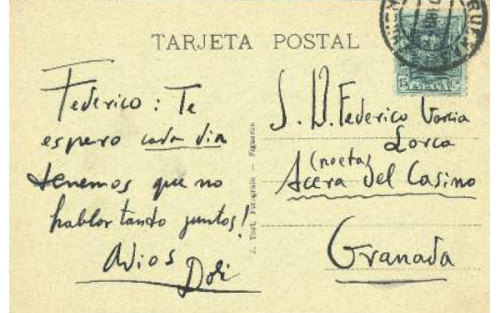 guitarralibelula: Postal a García Lorca, de Salvador Dali